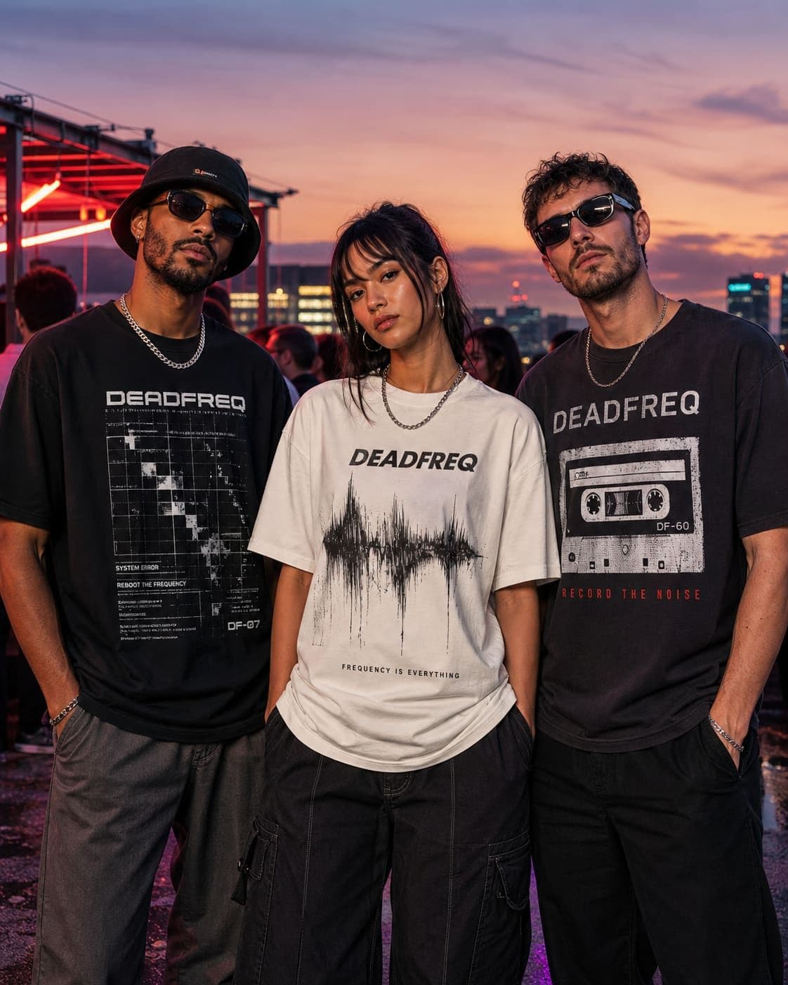 DEADFREQ — Rooftop trio at sunset